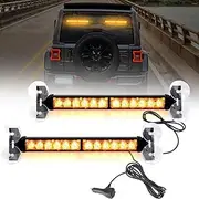 JMEST LEAD Amber Windshield Dash Strobe Warning Lights, 24-LED Emergency Strobe Light Flashing Beacon Light, 23 Modes for Cars Vehicles