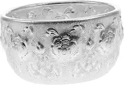 OSOLADY 1Pc Silver Shaped Bowl Elegant Hotel Tableware for Dining Restaurant Home Use Decorative Bowl with Chic Pattern for Snacks Food
