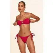 Fuschia Textured Tie Side Bikini Bottoms, Fuschia