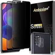 Anbel Design Anbzsign [2 Pack] Camera Lens Protector and [2 Pack] Privacy Screen Protector for Samsung Galaxy A31, [Full Coverage] Anti-Spy 9H Hardness Tempered Glass