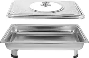 Zerodeko Stainless Steel Buffet Tray Cold Serving Tray Buffet Food Holder Snacks Holder Plate Rectangular Chafing Dish Silver Stainless Steel