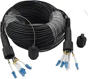 VJSUWI 4 Core DVI LC-LC Outdoor Fiber Optic Patch Cord 150m, Waterproof SM Shielded LSZH CPRI TPU, FTTH Single Mode Cable FTTA(SCA-SCA LSZHH)