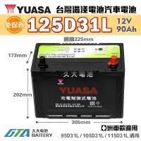 在飛比找蝦皮購物優惠-✚久大電池❚ YUASA 湯淺電池 125D31L-SMF 