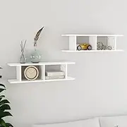 Wall Shelves 2 pcs White 75x18x20 cm Engineered Wood,Floating Wall Shelf with Invisible Mounting, Sturdy Wood Storage Display for Living Room, Bedroom and More, White Wall Shelves, Home Decor