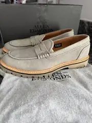NEW Allen Edmonds FREEPORT WEATHERPROOF Grey Suede Penny Loafers US 9 D. NWB