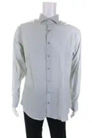 Brax Feel Good Mens Harold P Weave Print Long Sleeve Shirt Agave Green Large