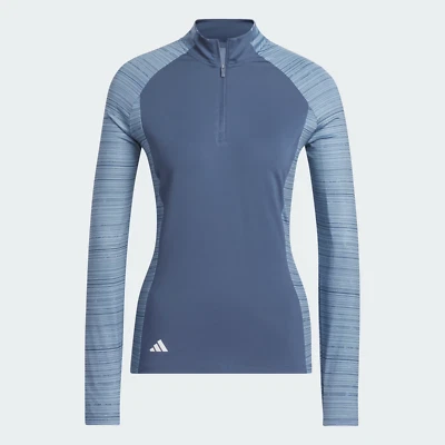 ADIDAS WOMEN'S Ultimate365 1/4 Zip Mock MEDIUM PRELOVED INK NEW NWT
