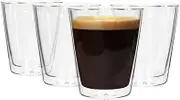 Rink Drink Double Walled Glasses - 200ml - Pack of 4 - Heat Resistant Tumbler Cups Insulated Glass Drinking Glasses for Coffee, Latte, Ice Cappuccino, Tea, Hot Chocolate