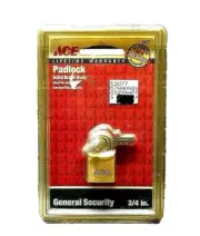 ACE LIFETIME WARRANTY SOLID BRASS BODY SECURITY KEYED PADLOCK 3/4" WITH TWO KEYS