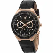 Maserati Stile Black Chronograph Watch Rose Gold