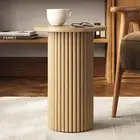 Round Fluted Accent Side Table - Pedestal Drink Table - Modern Home, Bedroom, an
