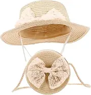 [VALICLUD] 1 Set Summer Woven Bag Purse UV Protection Stylish Sunshade for Ages Lightweight Beach Accessory Khaki