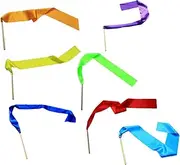 WHAMVOX 7pcs Kids Dancing Ribbons Rhythmic Gymnastics Streamers Silk Dance Ribbons Multicolored Kids' Activity Equipment