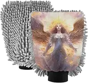 XYMZR Angel Abstruct Wings Absorbent Microfiber Car Wash Mitt, Funny Cute Anime Scratch Free for Cars Cleaning, Home Cleaning Mitts, 2 Pack, 10.24” L x 7.09” W