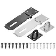 4 Inch Padlock Latch, Stainless Steel Barn Door Security Hasp Lock, Black Silver