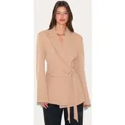 Taupe Tie Front Structured Blazer, Taupe