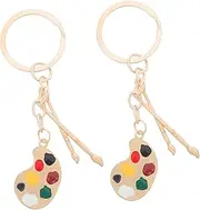 [BESPORTBLE] 2pcs Keychain: Mini Alloy Painting Palette Charm For Backpack/travel Souvenirs - Cute Hanging Decoration Bag Charm