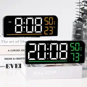LED Digital Wall Clock Remote Control Electronic Mute Clock with Temperature Humidity Display Timing Function 12/24H LED