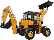 Backhoe Excavator Loader, Front-End Backhoe Loader for Construction, Excavation & Material Handling, 4WD Heavy-Duty Loader