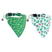 St.Patrick's Day Cat Collar with Bow Tie and Bell Breakaway St.Patrick-bandana