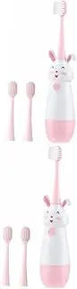 TOBBOMEY 2sets Cartoon Shape Vibrates Boys and Girls Electric Toothbrush Includes Replacement Brush for Tender Mouth Usb Rechargeable Compact Travel-friendly