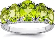 [JewelryWeb] 925 Sterling Silver Polished Rhodium Peridot Love Heart Ring 2mm Wide Statement-Ring for Women