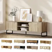 Oikiture Entertainment Unit TV Cabinet Stand 160/180cm Wooden Storage Shelf Oak