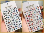 Daisy Flower Bloom Branches Leaf Nail Stickers Green Four-Leaf Clover Nail Decal