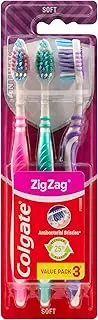 Colgate Zig Zag Manual Toothbrush, Value 3 Pack, Soft Bristles, Interdental Reach