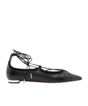 Aquazzura Gabi Pointed Toe Flat Shoes 35,36,37.5,37,38.5,38,39.5,39,40,36.5,41,42 Black