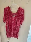 CROFT & BARROW-SIZE 3X HOT PINK /CREAM COLOR SHEER LINED BLOUSE FOR WOMAN