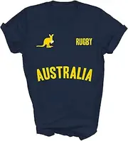 [Modern Supply Tee] Australia Rugby Australian Flag Aussie Kangaroo Rugby Fans Player Unisex Shirt Gift Women Coach (1) T-Shirt (Navy;M)