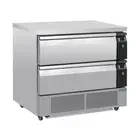 Polar U-Series 2 Drawer Counter Fridge Freezer with Lockable Castors - 4 x GN