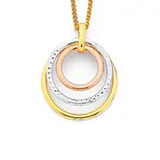 9ct Gold Tri Tone Triple Circle Pendant