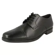 Mens Clarks 'Howard Cap' Black Leather Smart Lace Up Shoes
