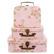 3 Pack Paperboard Suitcases Decorative Storage Boxes with Lids for Presents