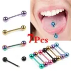 7Pcs Colorful Steel Bar Tongue Rings Body Piercing Jewelry Tounge Bars ❤