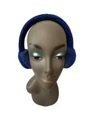 New Ugg Blue Shearling Earmuffs Headphones Knit Microphone 3.5 Mm Jack