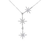 N04 3 Meteor Shape Silver Necklace Shiny Pendant Clavicle Neck Jewelry for Girls Women Decorative Party Wedding