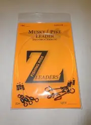 (3-Pack) MUSKY / PIKE - FASTACH CLIP SNAP - FLUOROCARBON LEADERS (CRANE SWIVEL)