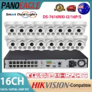 Hikvision CCTV NVR 16CH 16POE System 5MP IP Camera ColorVu Dual Light IR MIC Lot