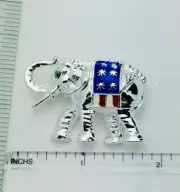 Patriotic Red White Blue Enamel Elephant Pin American Brooch