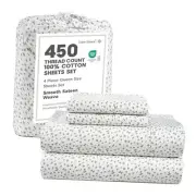 450 TC Printed Sheets Queen Size Set, 100% Mercerized Cotton Fully