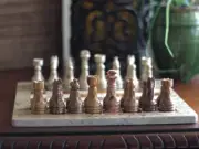 Marble Chess Set with Gift Case - Red and Coral Chess Set - 15 Inch Chess Set