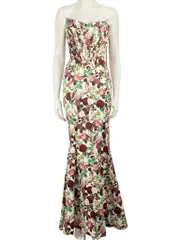 Floral Strapless Flared Maxi Dress