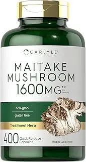 Maitake Mushroom Capsules | 1600mg | 400 Count | Non-GMO & Gluten Free Extract | Mushroom Supplement | by Carlyle