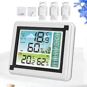 Indoor Outdoor Thermometer Wireless - Sensor Digital Thermometer with Hygrometer, Temperature Monitor Tool | Battery Operated Wireless Sensor Display for Greenhouse, Porch, Refrigerator, Bathroom