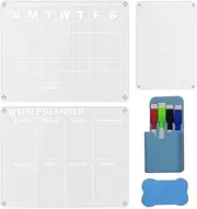 lisutupode Acrylic Planner for Fridge | Transparent Magnetic Family Planner with 6 Markers,Planning Board, Presentation Supplies for for Businees Meetings