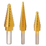 Step Drill Bit Set - Titanium Coated, Double Cutting Blades, High Speed Steel...