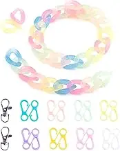 Forise 150PCS Acrylic Chain Link Rings with Lobster Clasp - Transparent Resin Chain Bulk Quick Necklace Link Connectors for Jewelry DIY Craft Making